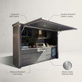 Customized Multi Functional Outdoor Kitchen BBQ Pod with Shelter Moisture Resistant Stainless Steel Outdoor Kitchen Patio Shed
