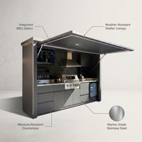 Customized Multi Functional Outdoor Kitchen BBQ Pod with Shelter Moisture Resistant Stainless Steel Outdoor Kitchen Patio Shed — Lifestyle