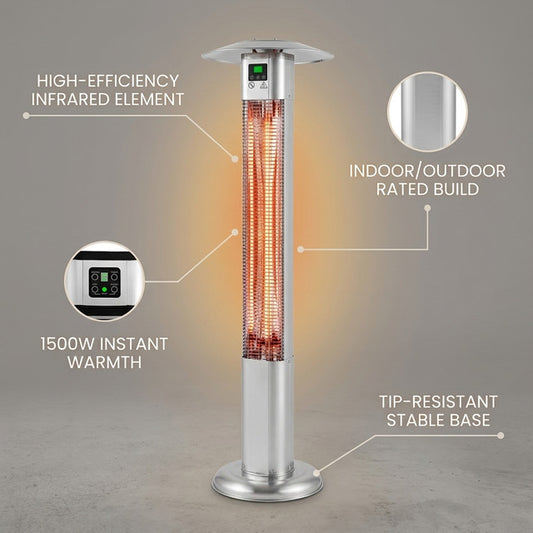 Infrared Patio Heater, Electric Patio Heater for Indoor/Outdoor Use, 1500 W (Silver) — Lifestyle