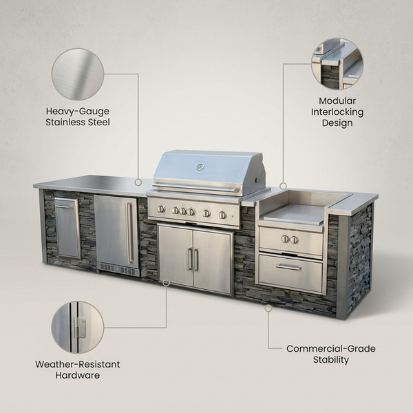 Custom Garden Outdoor Modular Kitchen Cabinets Complete Stainless Outdoor Kitchen Sturdy for Patio Commercial Use — Lifestyle