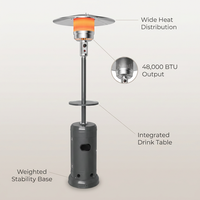 87 In. Tall 48,000 BTU Grey Patio Propane Heater with Table and Cover — Lifestyle