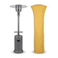 87 In. Tall 48,000 BTU Grey Patio Propane Heater with Table and Cover — Studio Shot