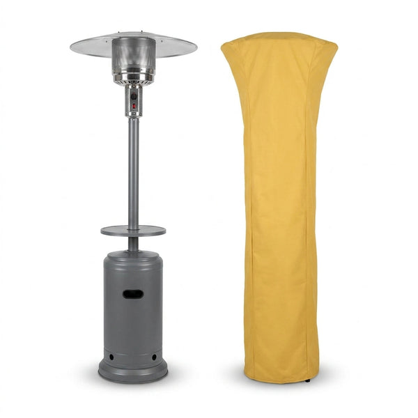 87 In. Tall 48,000 BTU Grey Patio Propane Heater with Table and Cover
