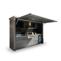 Customized Multi Functional Outdoor Kitchen BBQ Pod with Shelter Moisture Resistant Stainless Steel Outdoor Kitchen Patio Shed — Studio Shot