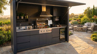 Customized Multi Functional Outdoor Kitchen BBQ Pod with Shelter Moisture Resistant Stainless Steel Outdoor Kitchen Patio Shed — Lifestyle