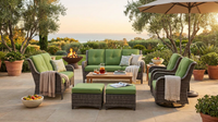 Patio Furniture Set 6-Piece Outdoor Patio Conversation Set with Green Cushions Lawn Furniture — Lifestyle